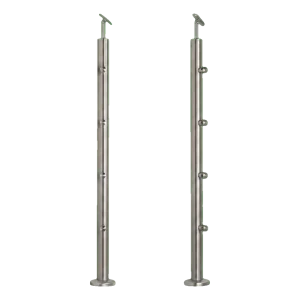 PSG Balustrados stulpas vidurinis pralaidus fi 42,4 mm AISI 304 – 4 laikikliai, satinas