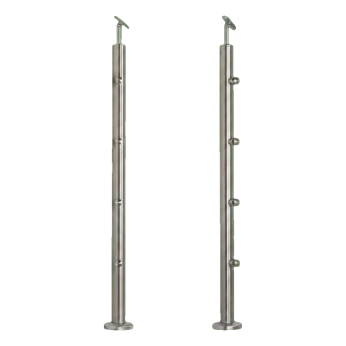 PSG Balustrados stulpas vidurinis pralaidus fi 42,4 mm AISI 304 – 4 laikikliai, satinas 001-204 (1)