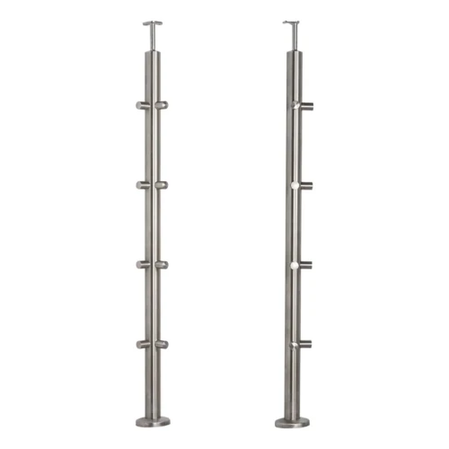 PSG kampinis balustrados stulpelis plieno AISI 304 ø42,4 mm H1060 mm su laikikliais vamzdeliams ø12 mm 001-206 (1)