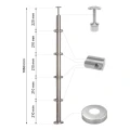 PSG kampinis balustrados stulpelis plieno AISI 304 ø42,4 mm H1060 mm su laikikliais vamzdeliams ø12 mm 001-206 (2)