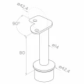 PSG kampinis balustrados stulpelis plieno AISI 304 ø42,4 mm H1060 mm su laikikliais vamzdeliams ø12 mm 001-206 (4)