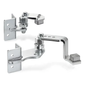 Comunello vartų vyrių komplektas suvirinimui prie 40×40 mm stulpo – kairysis, kylančioms šlaituoms