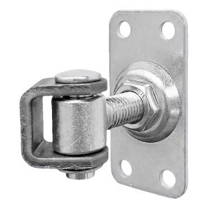 Komet – reguliuojamas vartų vyrys M12 su skydeliu 75 × 37 mm, cinkuotas