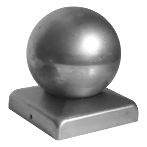 Plieno tvoros stogelis 60×60 mm stulpui su dekoratyviniu rutuliu fi 60 mm