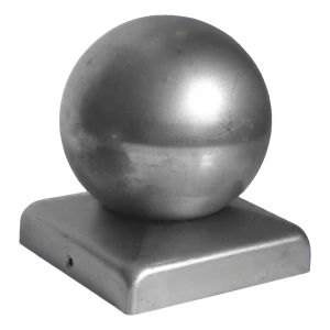 Plieninis tvoros stogelis 70×70 mm su rutulio dekoracija Ø 60 mm – cinkuotas