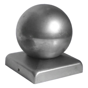 Cinkuotas plieno tvoros stogelis su rutulio dekoracija 80×80 mm / ø 60 mm