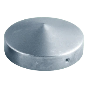 Cinkuotas plieno stogelis apvaliam tvoros stulpui Fi 42 mm