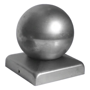 Plieno tvoros stogelis su dekoratyviniu rutuliuku fi 100 mm stulpui 120×120 mm – cinkuotas