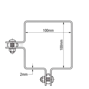 Kampinio tvirtinimo spaustukas tvoros panelėms 100x100 mm cinkuotas