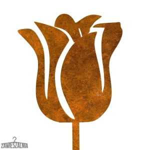 Kabykla – sodo dekoracija rūdijantis tulipanas iš corten plieno 14×95 cm