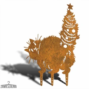 Zawieszalnia – sodo dekoracija Kalėdinė Katė XL 58 cm iš corten plieno