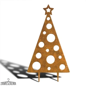 Pakabinama dekoracija – dekoratyvinė sodo eglutė XXL 92 cm iš corten plieno, taškuotas raštas