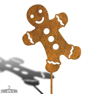 Zawieszalnia – sodo dekoracija Pan Piernik XXL iš corten plieno 98 cm