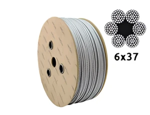 Cinkuotas plieninis trosas Ø12,0 mm 6×37 su pluoštine šerdimi FC
