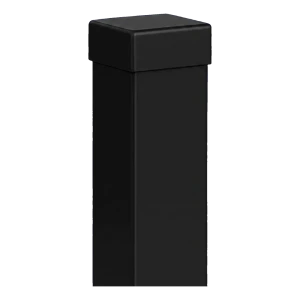 Tvoros stulpelis plieninis 80×80 mm juodas RAL 9005 – 2,0 m su dangteliu