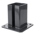 Plieninis tvoros stulpo pagrindas 100×100 mm – montavimo kojele grafito spalvos RAL 7016 000-792 (2)