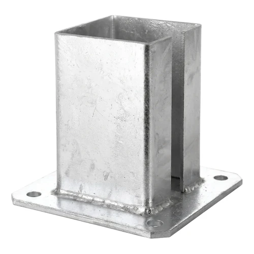 Plieninis atramos pagrindas tvoros ir vartu stulpui 100×100 mm cinkuotas 000-789 (1)