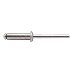 Kniedė iš nerūdijančio plieno A2/A2 ISO 15983 4,0×18 mm – plokščia galvutė, atviro tipo – kartoninė dėžė 500 vnt.