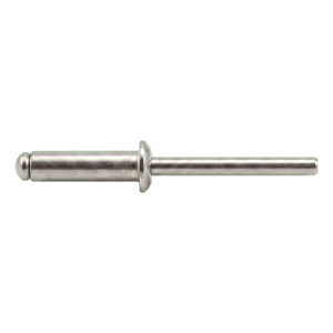 Kniedė iš nerūdijančio plieno A2/A2 ISO 15983 5,0×16 mm – plokščia galvutė, atviro tipo – kartoninė dėžė 500 vnt.