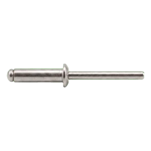 Kniedė iš nerūdijančio plieno A2/A2 ISO 15983 6,0×12 mm – plokščia galvute, atviro tipo – kartoninėje dėžėje 250 vnt.