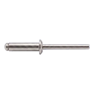 Kniedė iš nerūdijančio plieno A2/A2 ISO 15983 6,0×10 mm – plokščia galvute, atviro tipo – kartoninė dėžė 250 vnt.