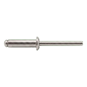 Kniedė iš nerūdijančio plieno A2/A2 ISO 15983 4,0×10 mm – plokščia galvutė, atviro tipo – kartoninė dėžė 500 vnt.
