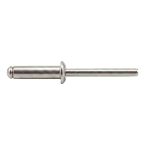 Kniedė iš nerūdijančio plieno A2/A2 ISO 15983 5,0×12 mm – plokščia galvutė, atviro tipo – kartoninė dėžė 500 vnt.
