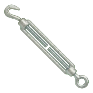 Cinkuotas lyno įtempėjas M10×125 mm – kablys–kilpa, DIN 1480