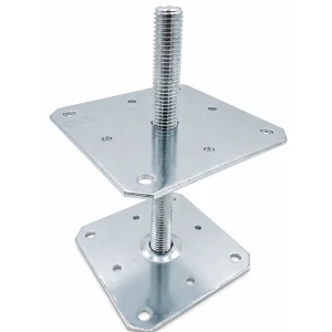 Reguliuojama kolonos atrama 160×160 mm, sriegis M24 – aukštis 250 mm, cinkuota