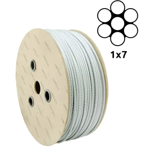 Cinkuotas plieninis lynas Ø1,0 mm 1×7 vienos vytos – parduodama metrais