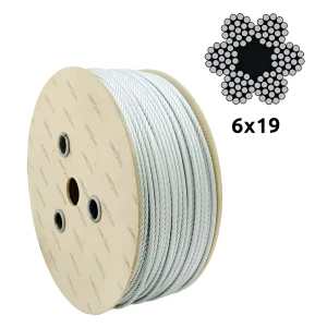 Cinkuotas plieninis lynas Ø10,0 mm 6×19 su tekstiline šerdimi FC