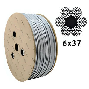 Cinkuotas plieninis trosas Ø12,0 mm 6×37 su pluoštine šerdimi FC