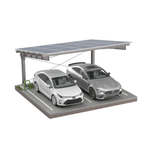 Fotovoltinė stoginė 2 automobiliams L 5,7 m x 5,2 m Saulės stovėjimo aikštelė GPV-101-14