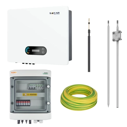 Pilnas elektros komplektas fotovoltinei sistemai su 12KTLX-G3 3F 2MPPT Sofar inverteriu GPV-405-04