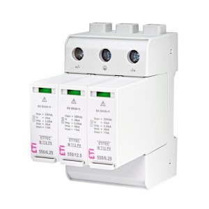 ETI įtampos ribiklis PV DC tipas 1+2 (klasė B+C) 1100V 3P 20kA 3,8kV