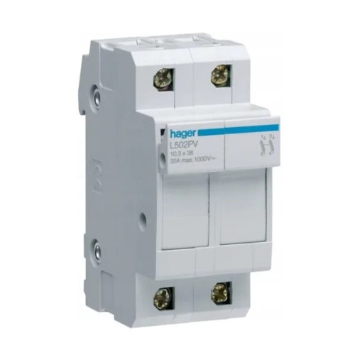 Saugiklių laikiklis PV 2P 32A 10x38 mm L502PV HAGER GPV-401-45