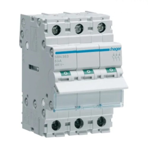 Trifazis atjungiklis 3P 63A 400V AC SBN363 HAGER GPV-401-69