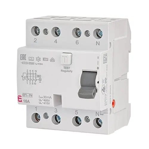 Likutinės srovės automatinis jungiklis 4P 40A 30mA tipo AC EFI6-P4 AC 40/0.03 002061652 ETI GPV-401-73