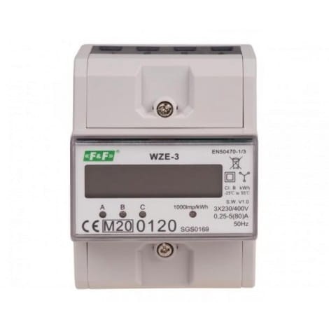 Elektros skaitiklis 3 fazių 80A MID WZE-3 F&F FILIPOWSKI GPV-401-77