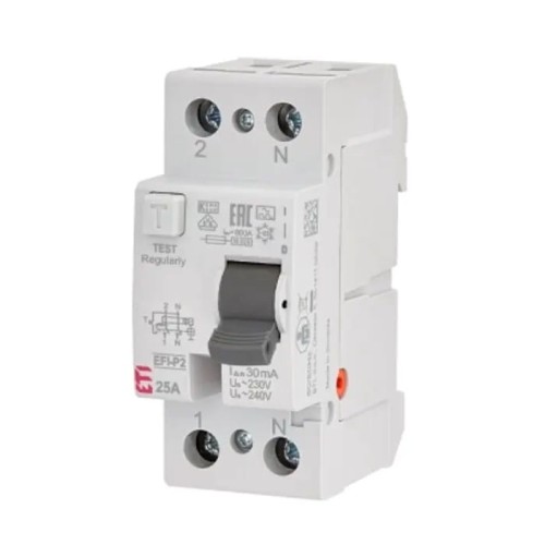 ETI liekamosios srovės jungiklis 2P 25A 30mA AC tipo GPV-401-104