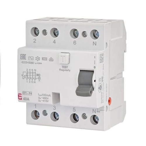 ETI Diferencialinės srovės jungiklis 4P 40A 100mA AC tipo GPV-401-132