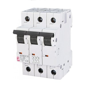 ETI Viršsrovės automatinis jungiklis C 25A 3P 10kA