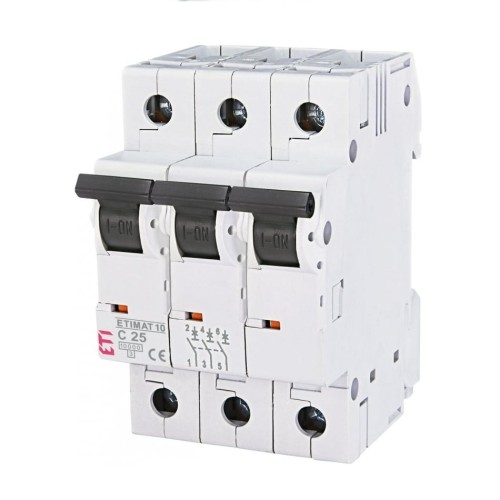 ETI Viršsrovės automatinis jungiklis C 25A 3P 10kA GPV-401-133