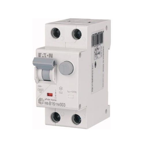 Eaton likutinės srovės automatinis jungiklis su viršįtampio nariu B 16A 1P+N 6kA 30mA AC tipo GPV-401-175