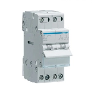 Hager Modulinis instaliacinis jungiklis I-0-II (1-0-2) Viršutinė jungtis 2P 40A 230V AC