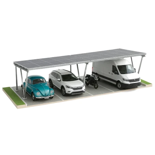 Fotovoltinė pastogė VICA 4 transporto priemonėms 2x2 moduliai Carport GPV-105-04