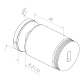 Taškinė stiklo atrama fi 50/30/M10x45, stiklas 8-21,52 mm, AISI 304, plokščia sistema, satinas 000-262 (2)