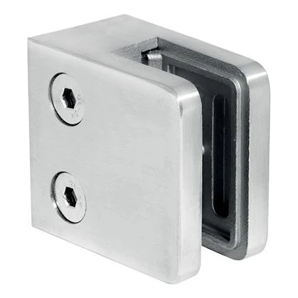Stiklo laikiklis 45x45x26 mm, stiklas 6-10,76 mm, AISI 304, plokščia sistema, satinas 000-260 (1)