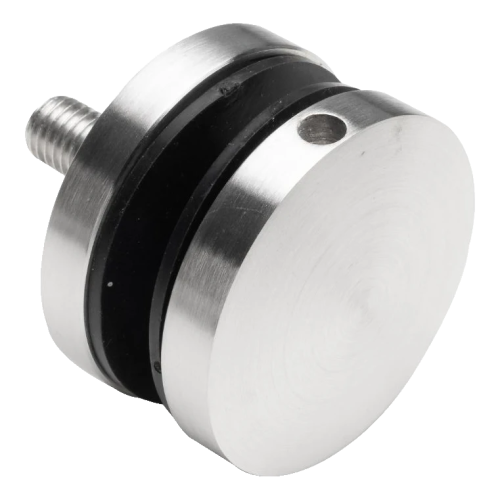 Taškinė stiklo atrama fi 50/8/M10x50, stiklas 8-17,52 mm, AISI 304, plokščia sistema, satinas 000-266 (1)