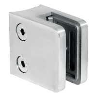 Stačiakampis stiklo laikiklis 45x45x26 mm. stiklas 6-10,76 mm, AISI 304, sistema 42,4 mm, apdaila blizgi